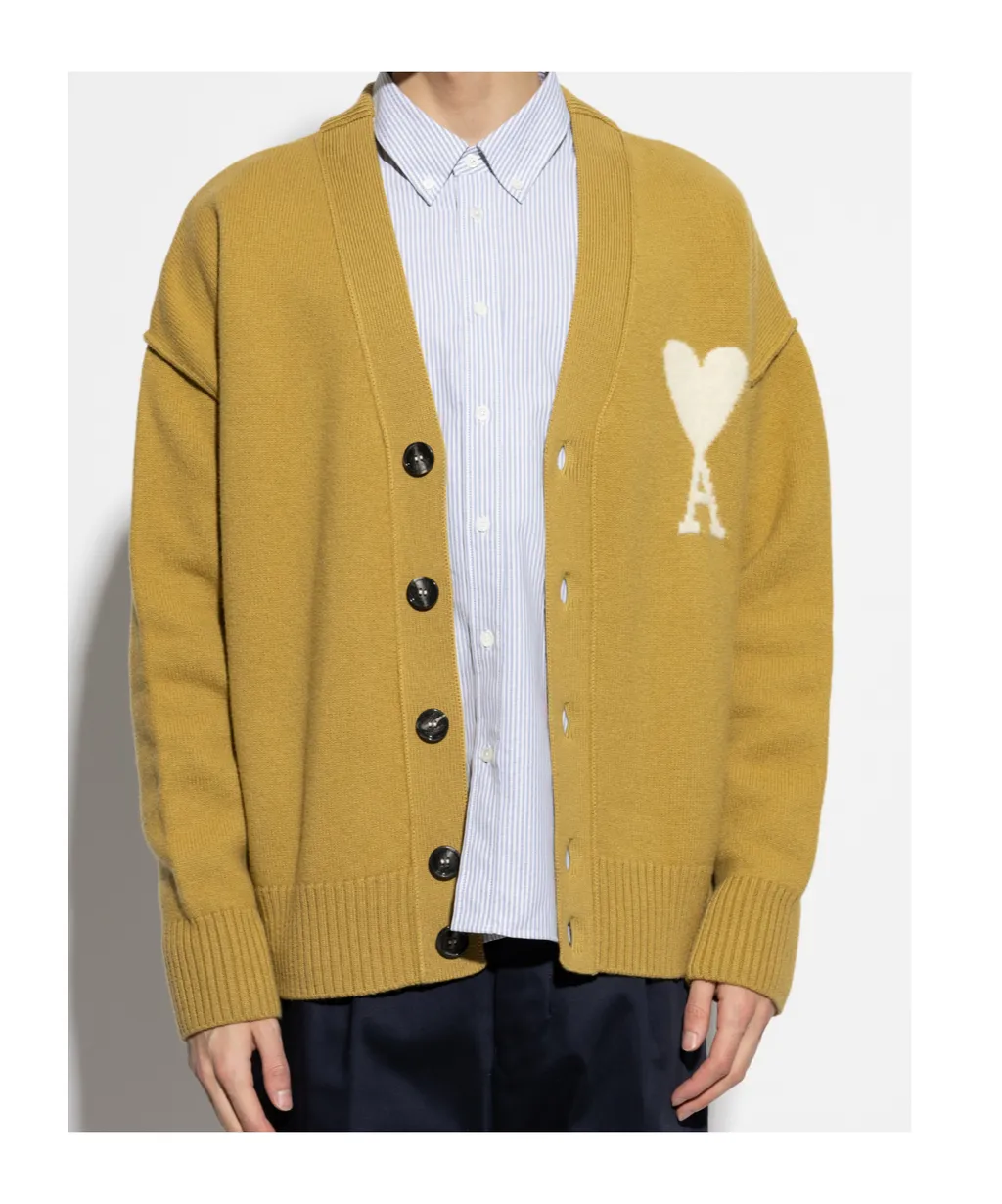 Ami Paris Ami De Coeur V-Neck Button-Up Cardigan