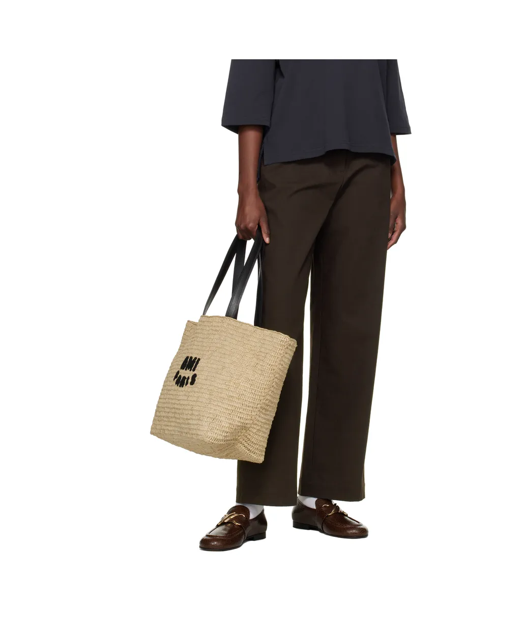 Ami Logo Patch Woven Tote Bag