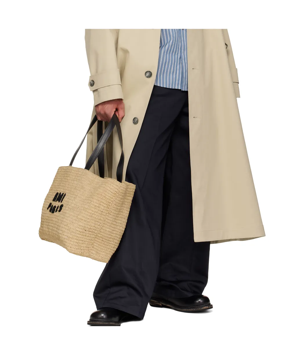 Ami Logo Patch Woven Tote Bag