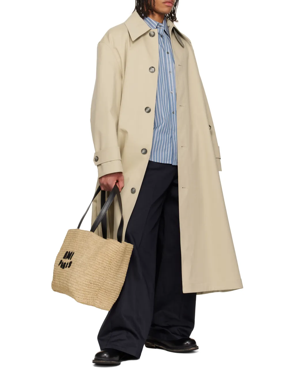 Ami Logo Patch Woven Tote Bag