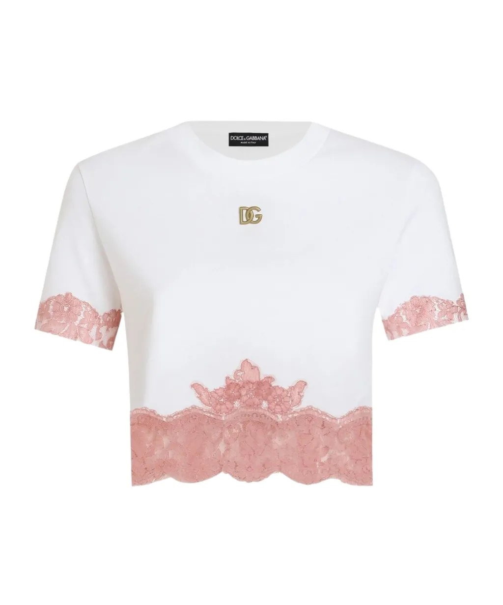 Dolce & Gabbana Dg Logo Plaque Cropped Jersey T-Shirt