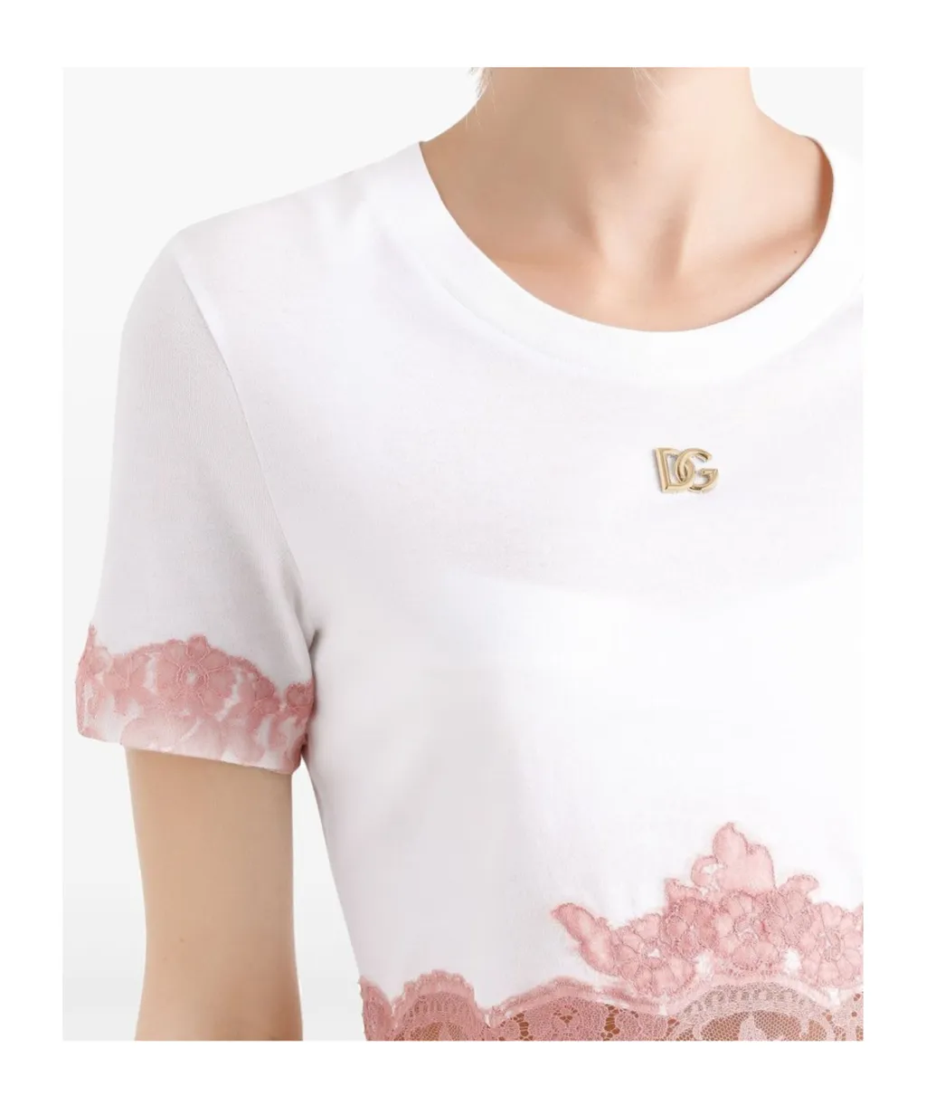 Dolce & Gabbana Dg Logo Plaque Cropped Jersey T-Shirt