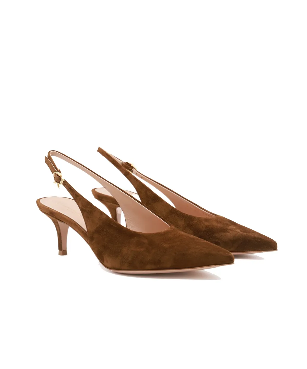 Gianvito Rossi Robbie Kitten Heel Slingback Pumps