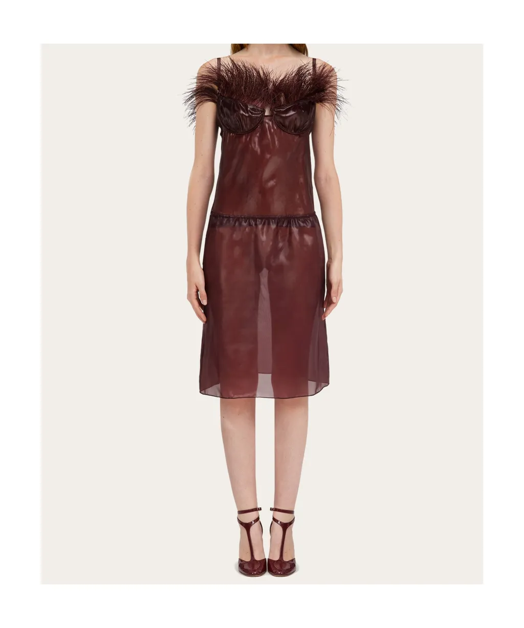 Ferragamo Feather Embellished Organza Top