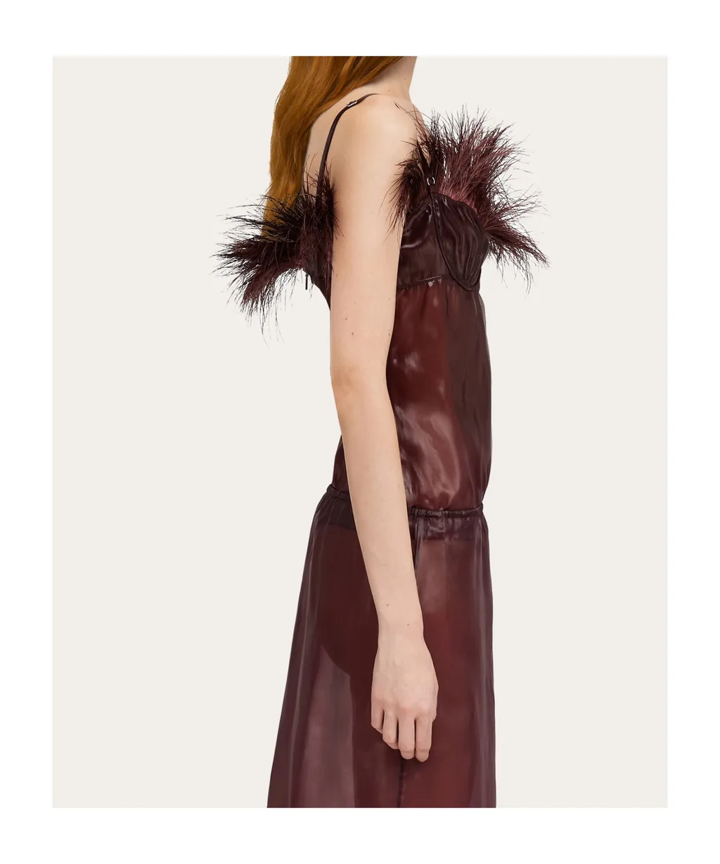 Ferragamo Feather Embellished Organza Top