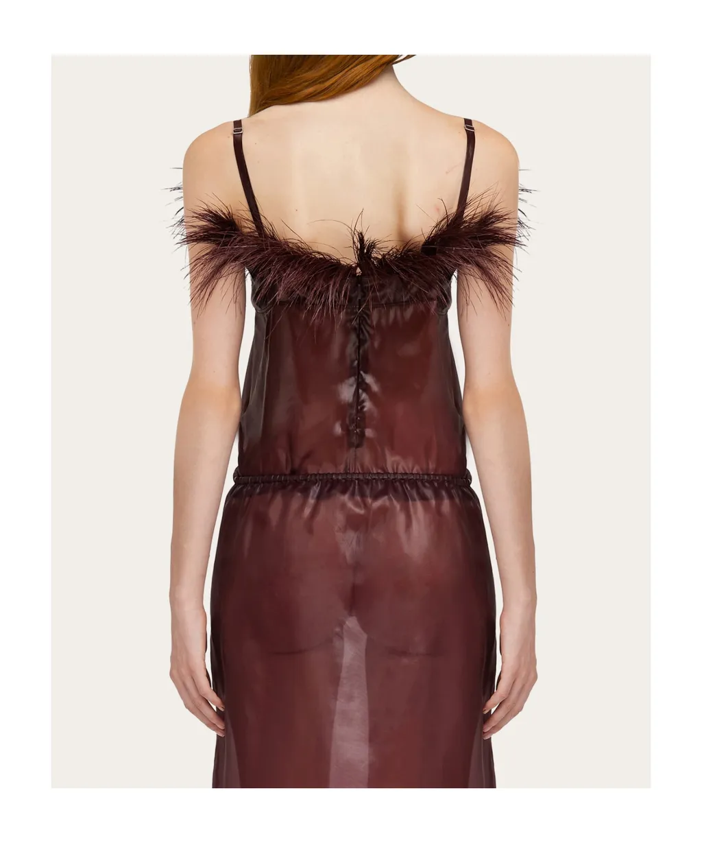 Ferragamo Feather Embellished Organza Top