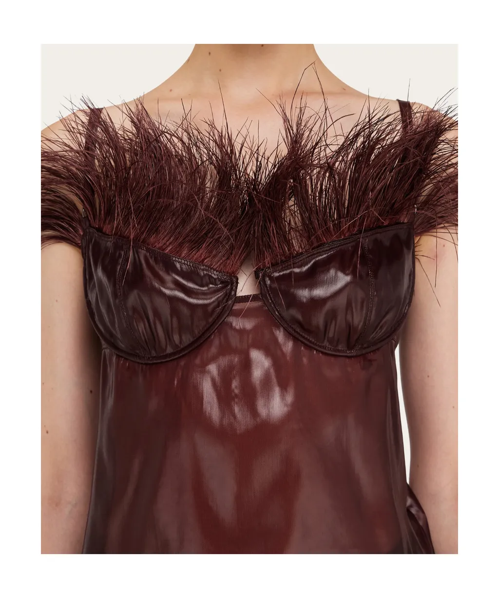 Ferragamo Feather Embellished Organza Top