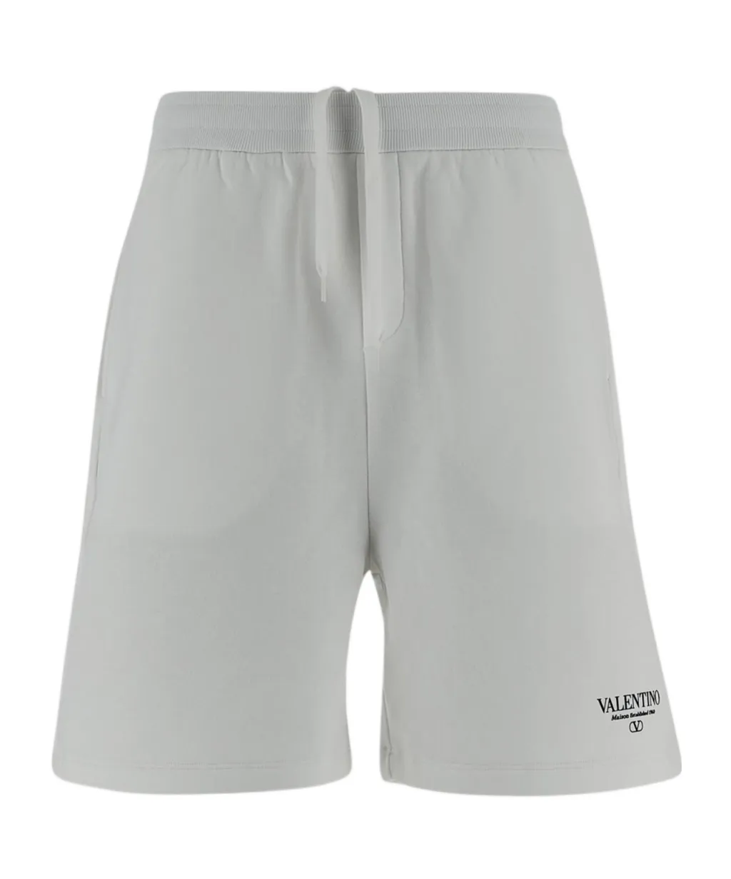 Valentino Logo Printed Straight Hem Shorts