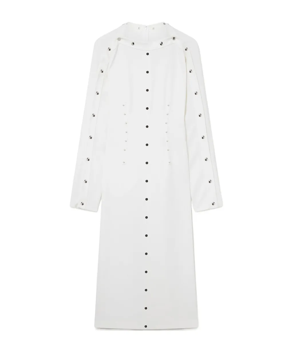 Long-Sleeved Rivet Mid-Length Dress