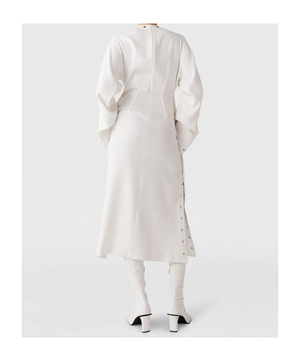 Long-Sleeved Rivet Mid-Length Dress