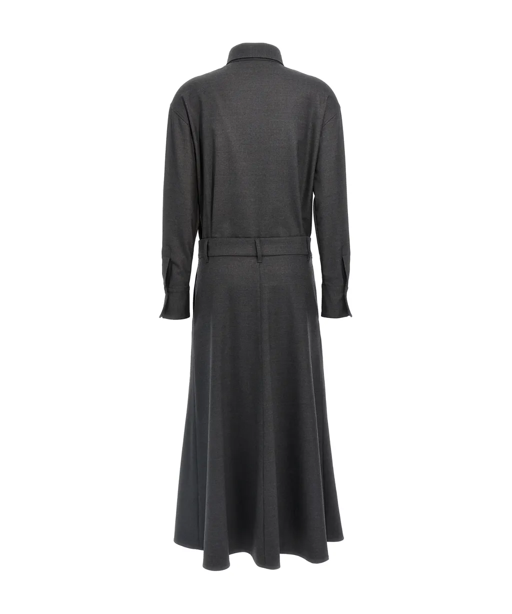 Brunello Cucinelli Chemisier Long Sleeved Flared Dress