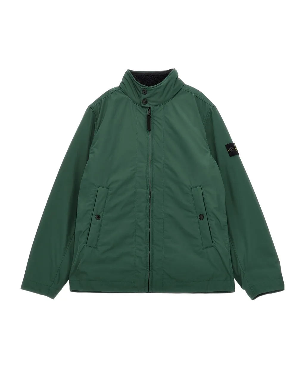 Stone Island Junior Logo Patch Zipped Reversible Fleece Jacket