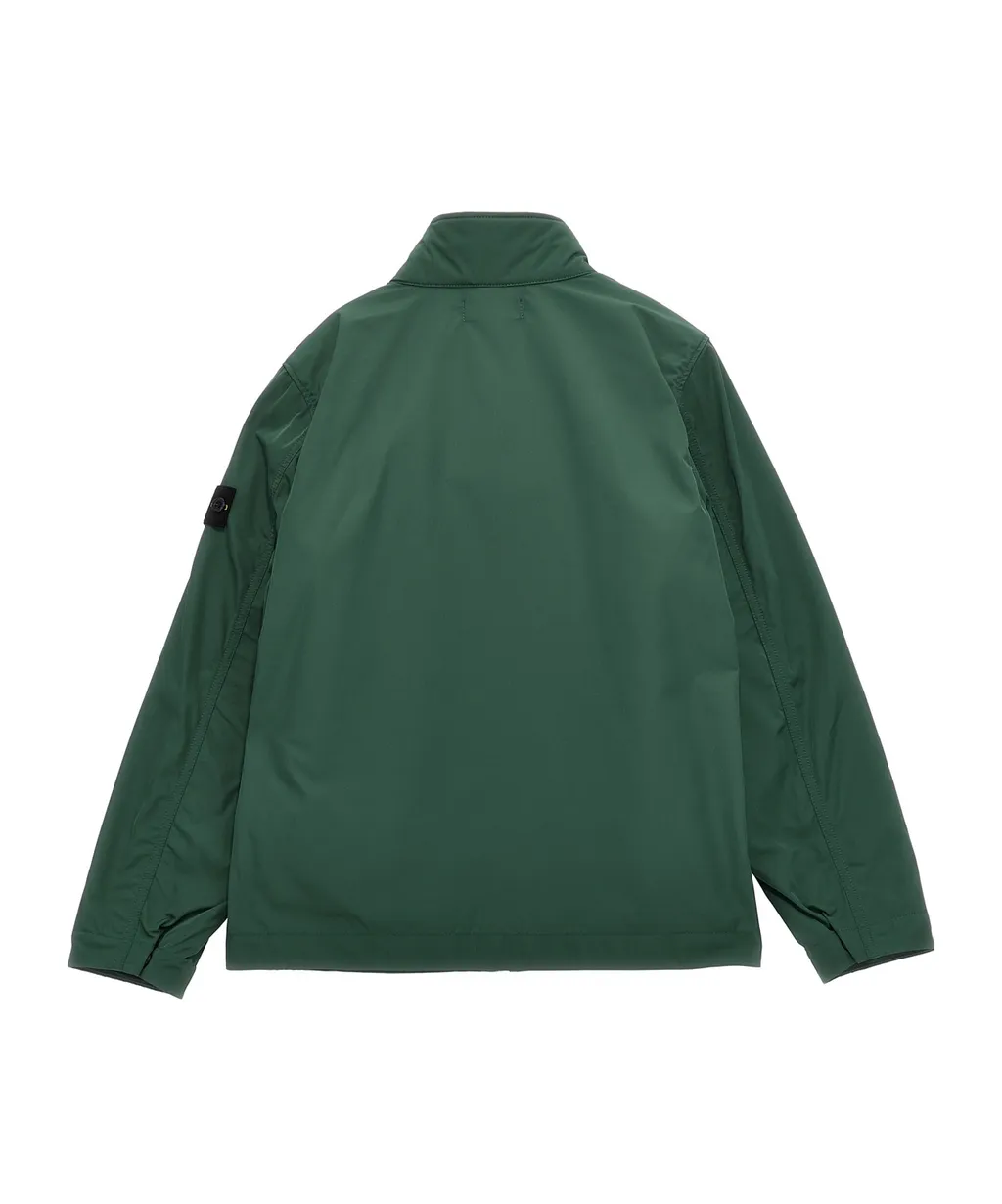 Stone Island Junior Logo Patch Zipped Reversible Fleece Jacket
