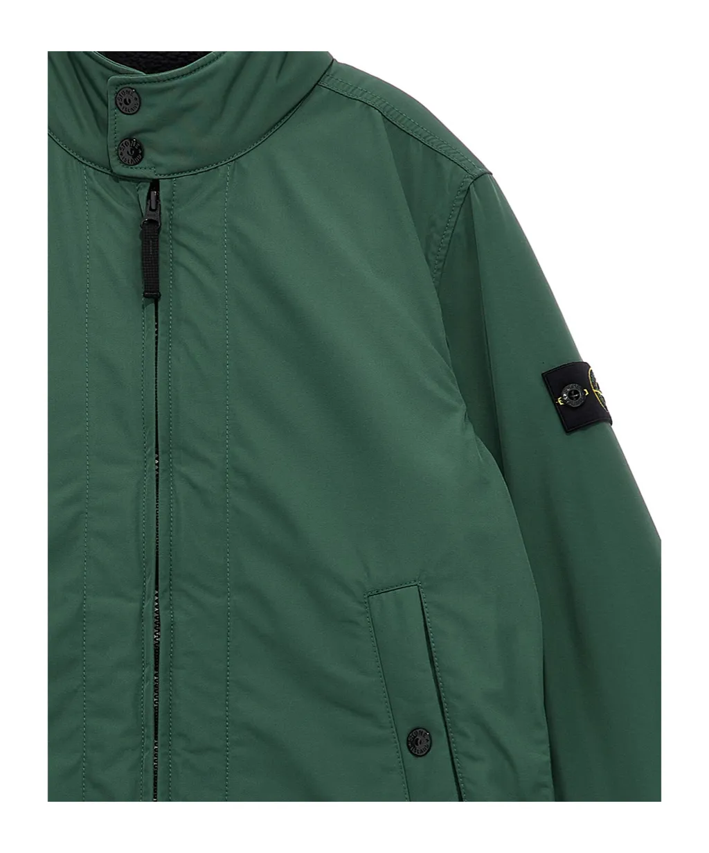 Stone Island Junior Logo Patch Zipped Reversible Fleece Jacket