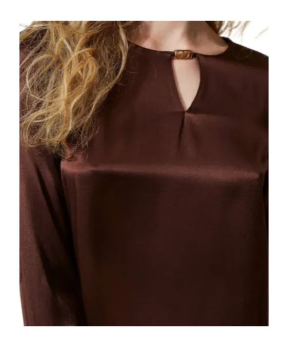 Appliqué-Logo Satin Blouse