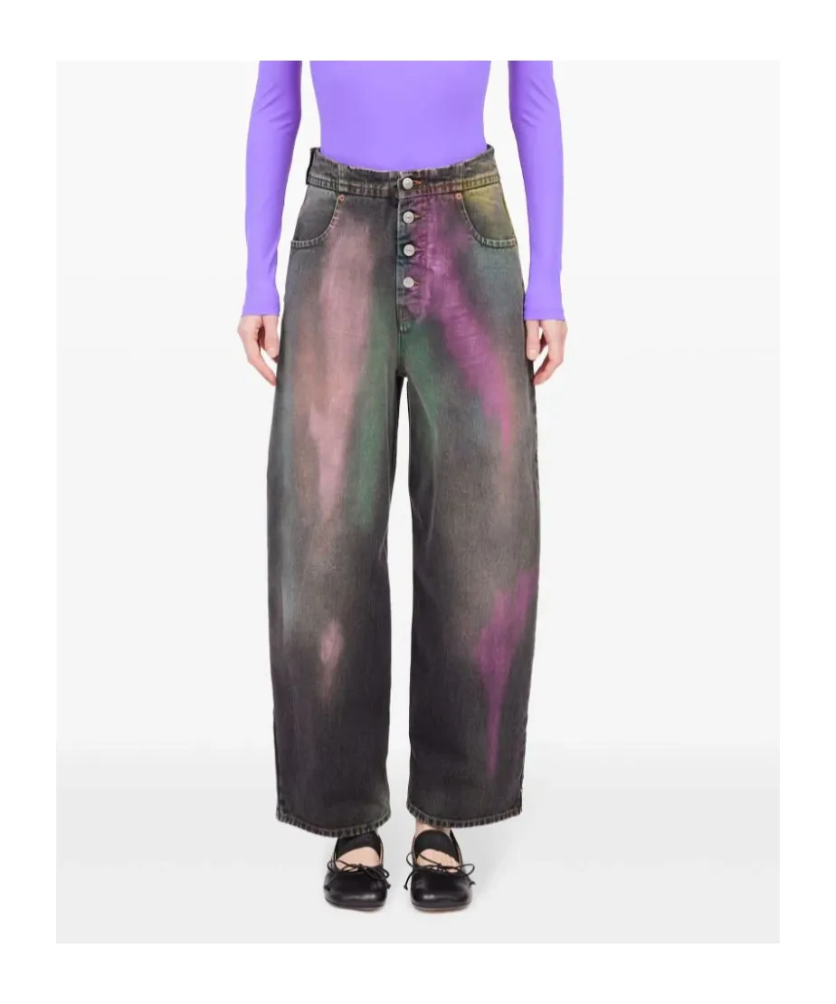 Mm6 Maison Margiela Bleached-Effect High-Waisted Jeans
