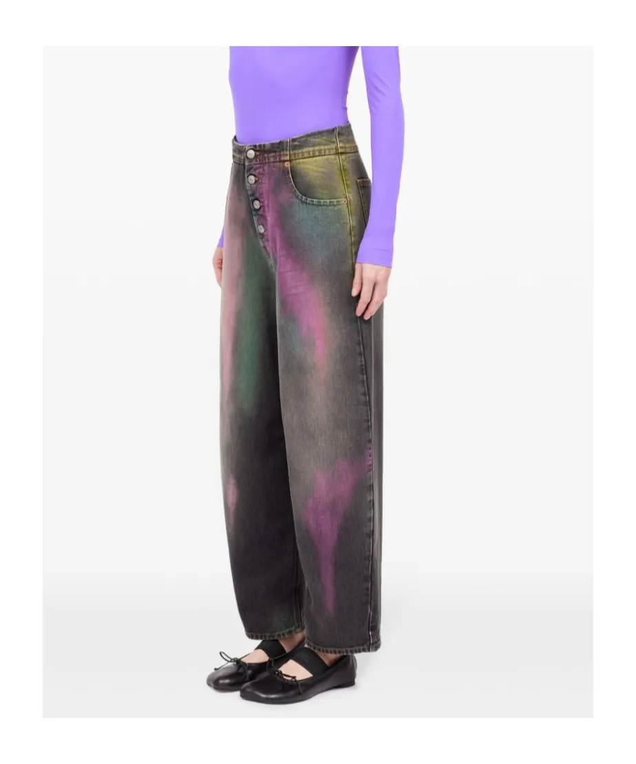Mm6 Maison Margiela Bleached-Effect High-Waisted Jeans
