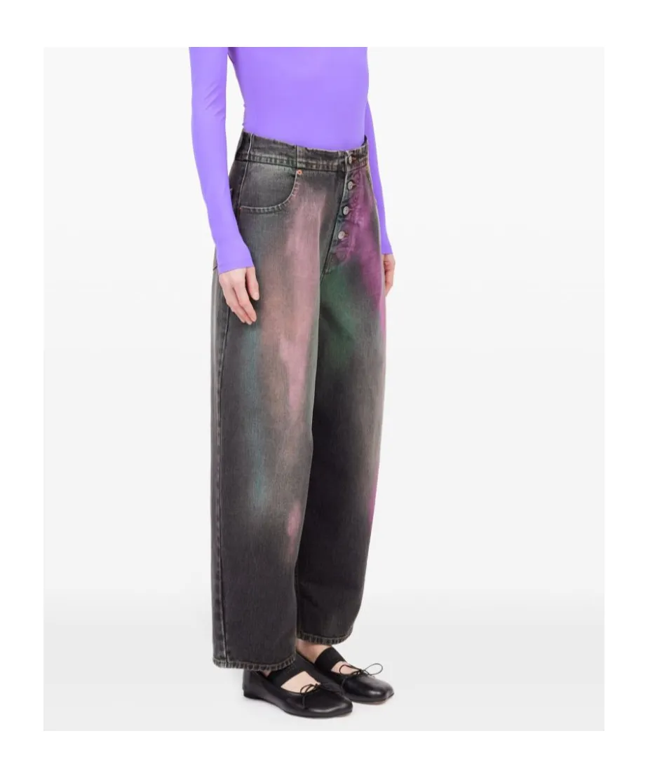 Mm6 Maison Margiela Bleached-Effect High-Waisted Jeans