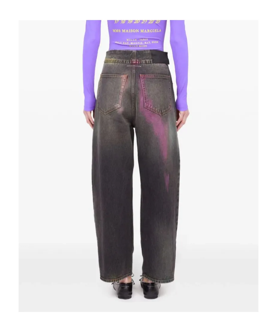 Mm6 Maison Margiela Bleached-Effect High-Waisted Jeans