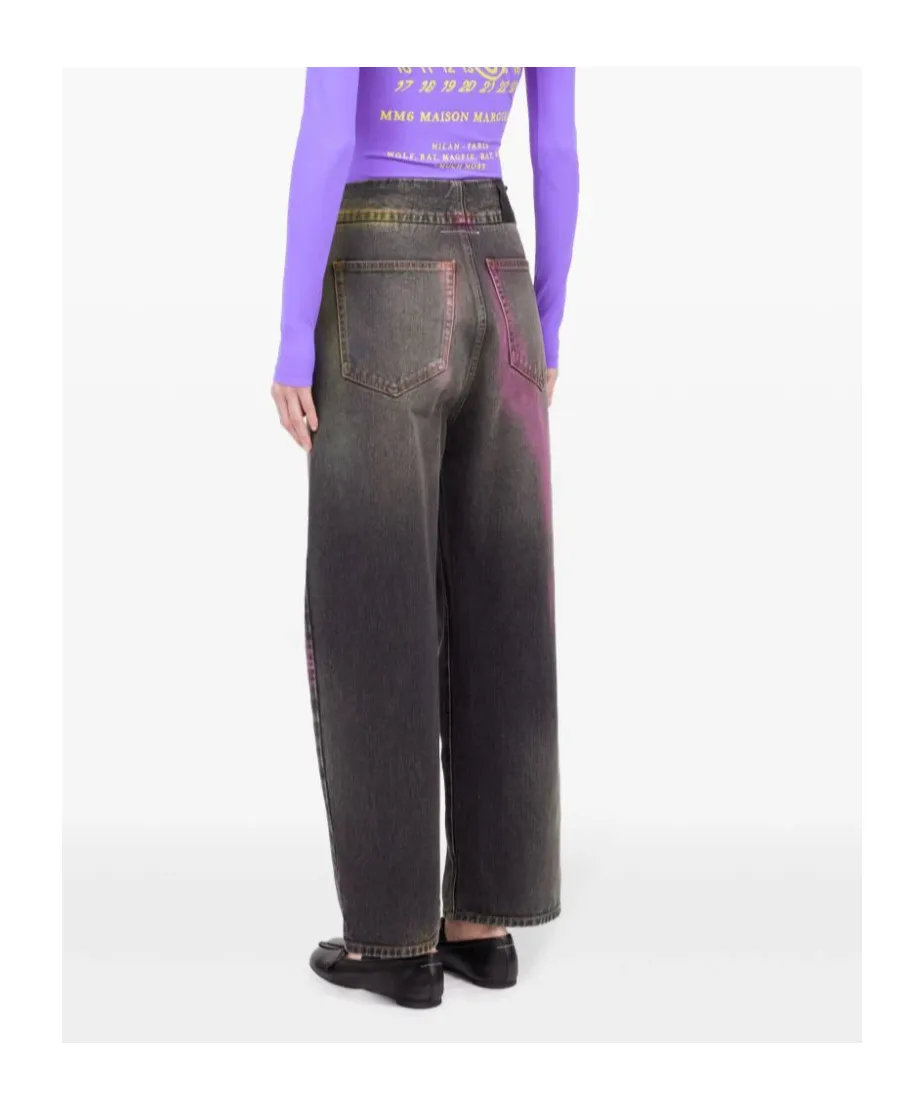 Mm6 Maison Margiela Bleached-Effect High-Waisted Jeans