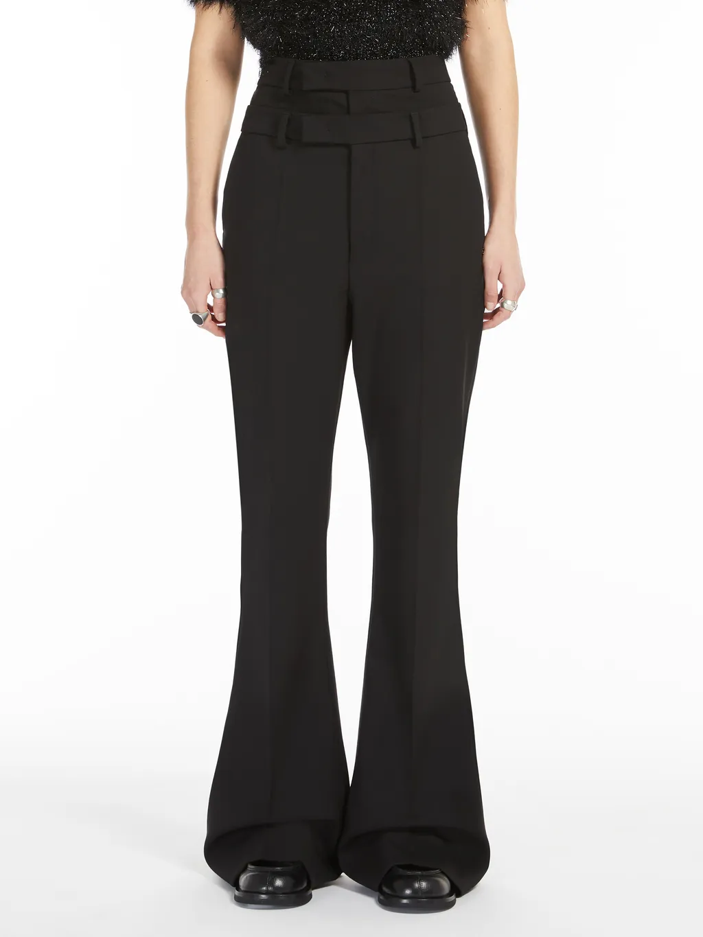Sportmax Layered-Effect Pleat Detailed Flared Trousers