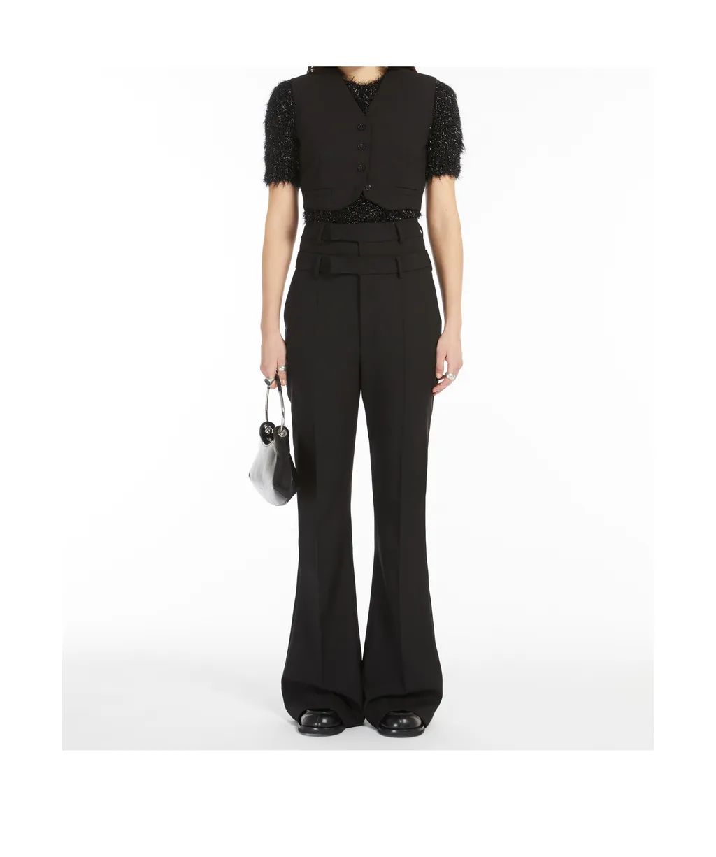 Sportmax Layered-Effect Pleat Detailed Flared Trousers