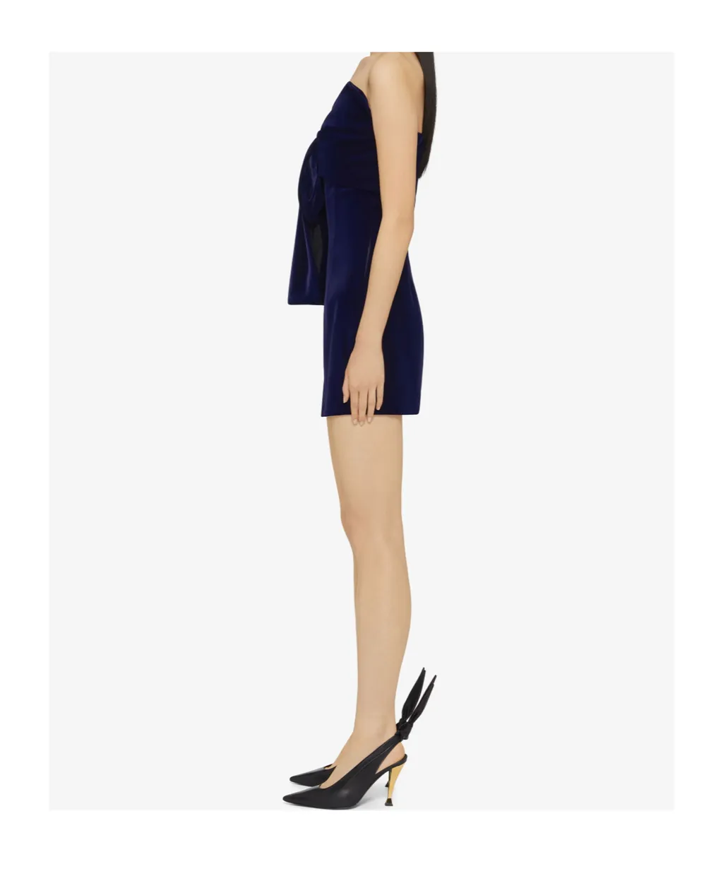 Bustier Dress In Velvet With Oversized Bow