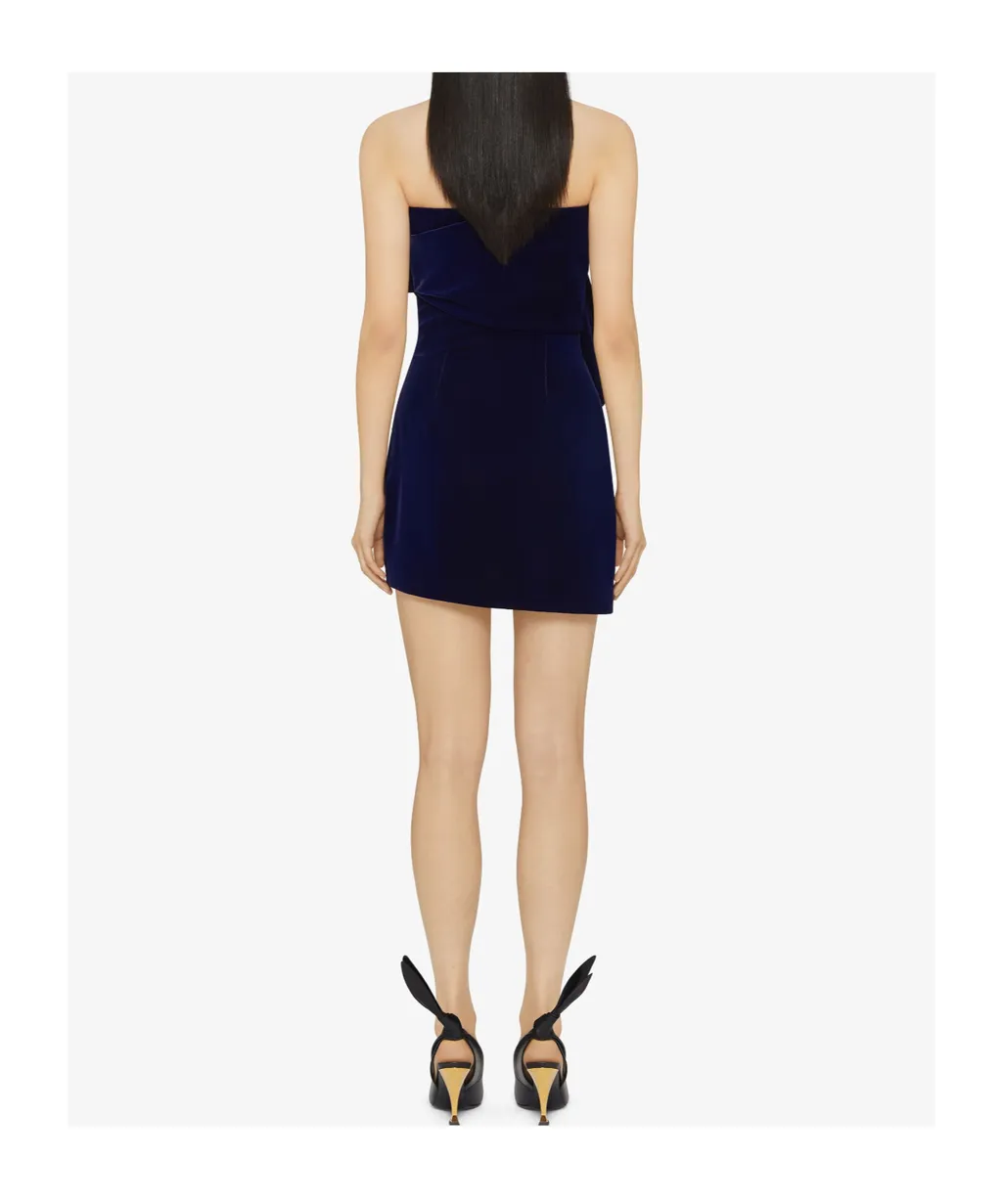 Bustier Dress In Velvet With Oversized Bow
