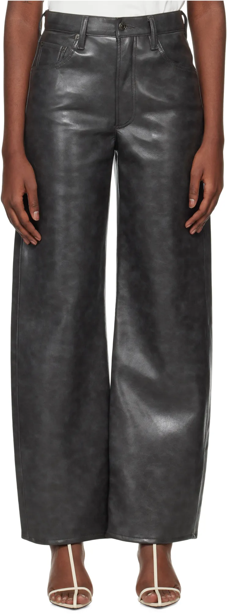 Agolde Leather Curved-Leg Pants