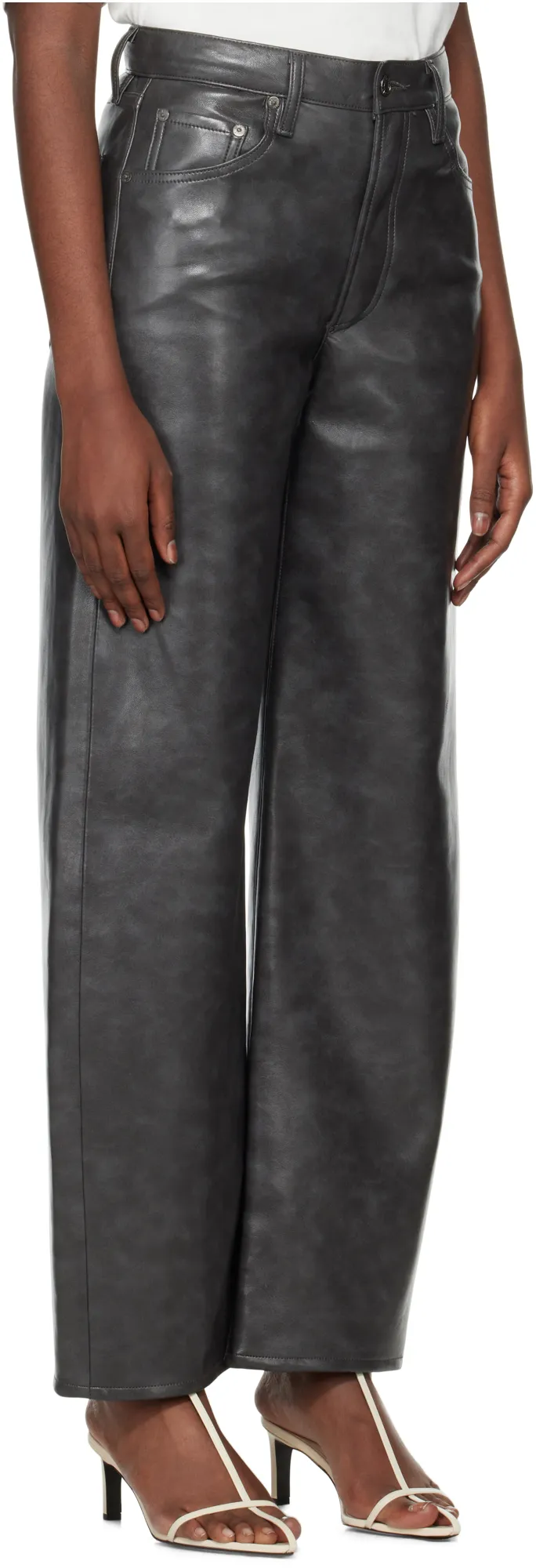 Agolde Leather Curved-Leg Pants