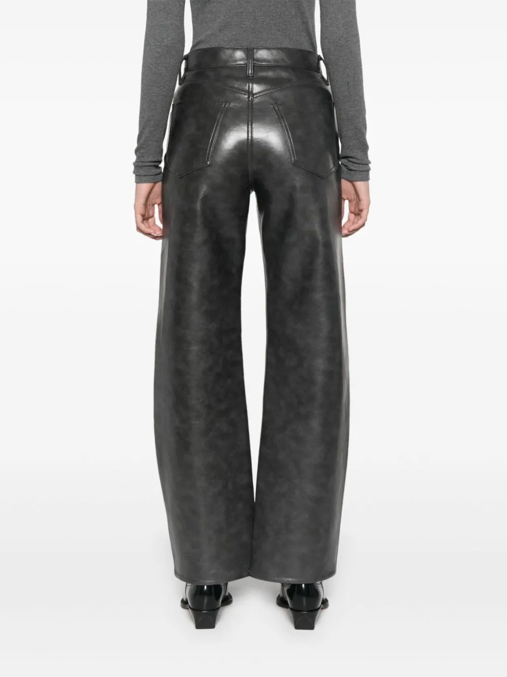Agolde Leather Curved-Leg Pants