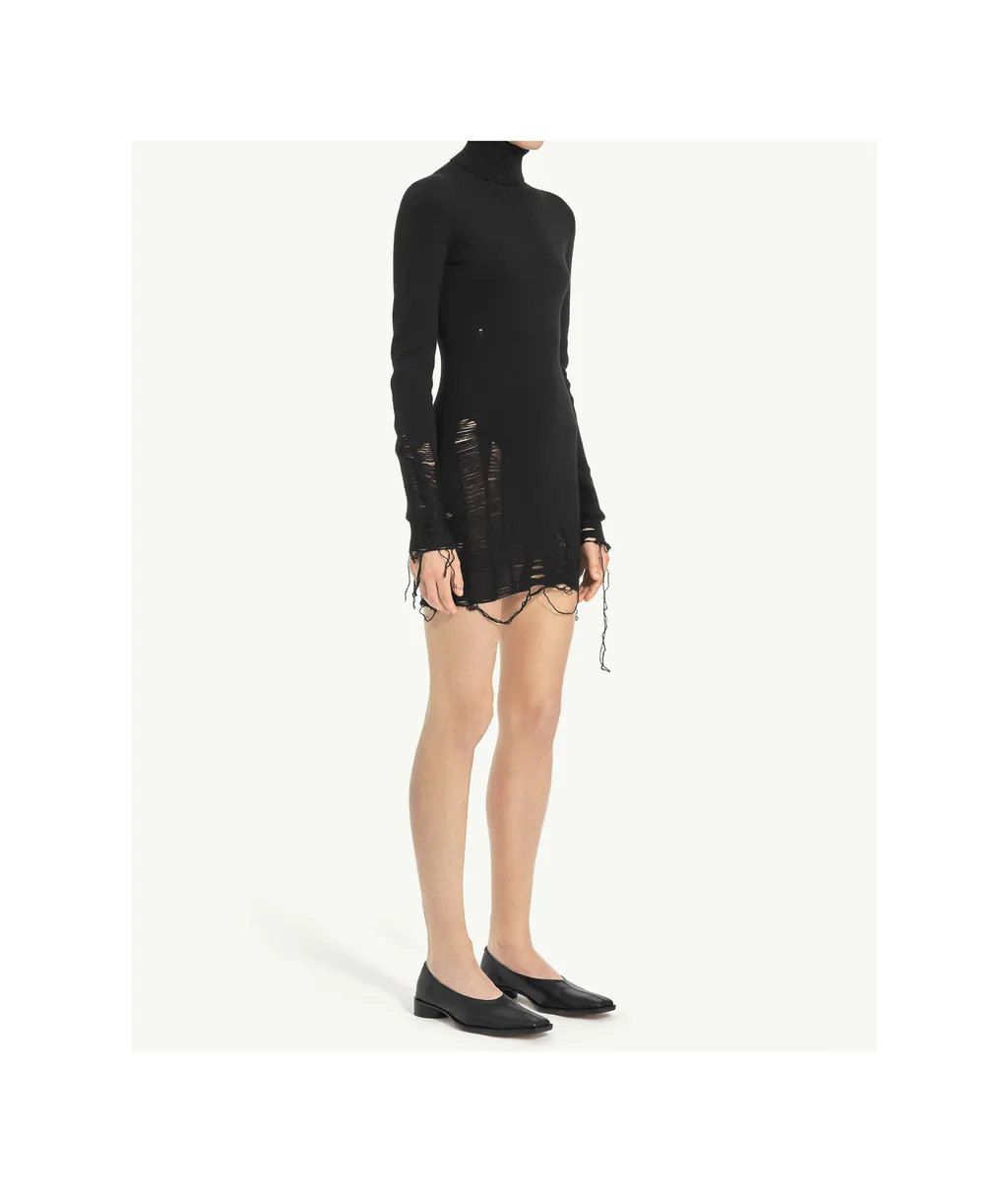 Mm6 Maison Margiela Roll Neck Distressed Mini Dress