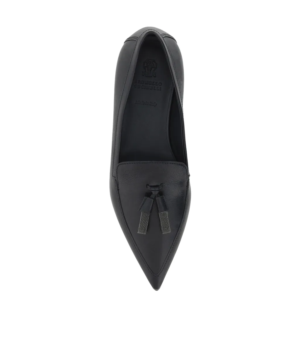 Brunello Cucinelli Pointed Toe Slip-On Ballet Flats