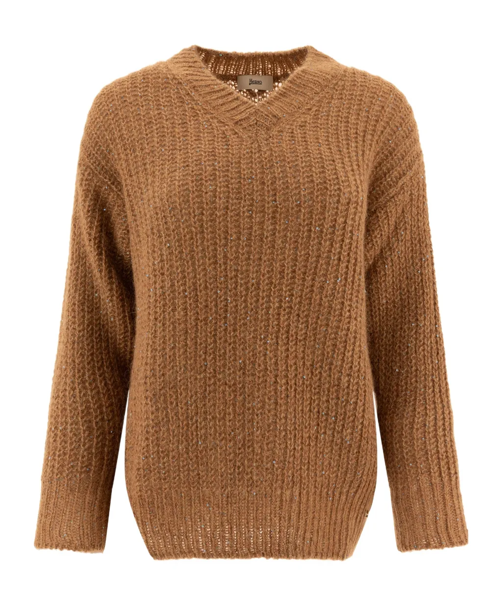 Herno Sequin Embellished V-Neck Jumper
