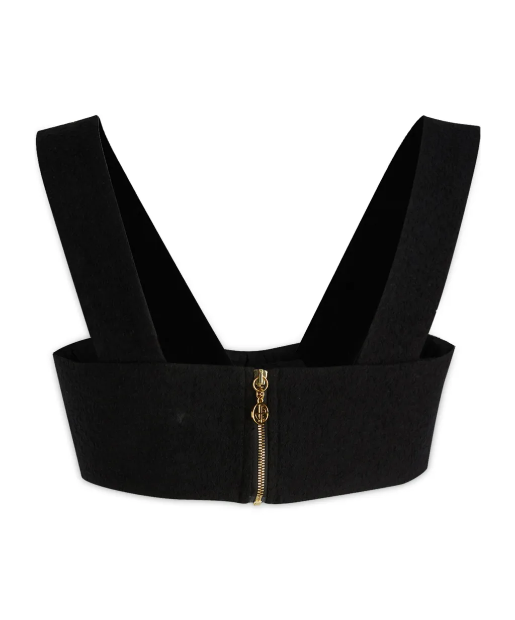 Patou Strapped Tweed Crop Top