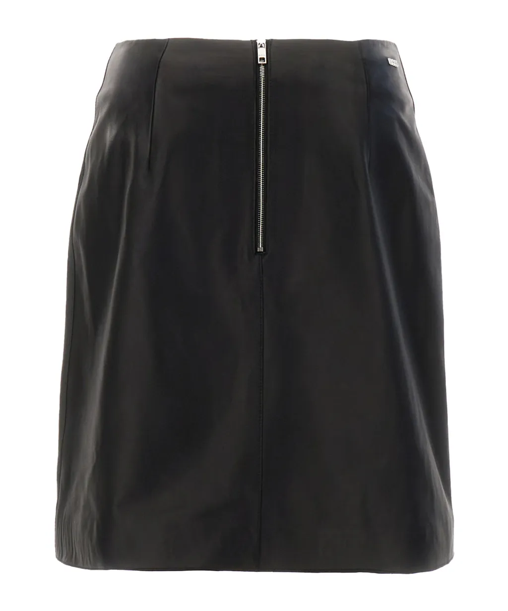 Boss Hugo Boss Logo Lettering Leather Mini Skirt