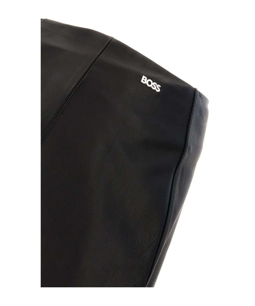 Boss Hugo Boss Logo Lettering Leather Mini Skirt