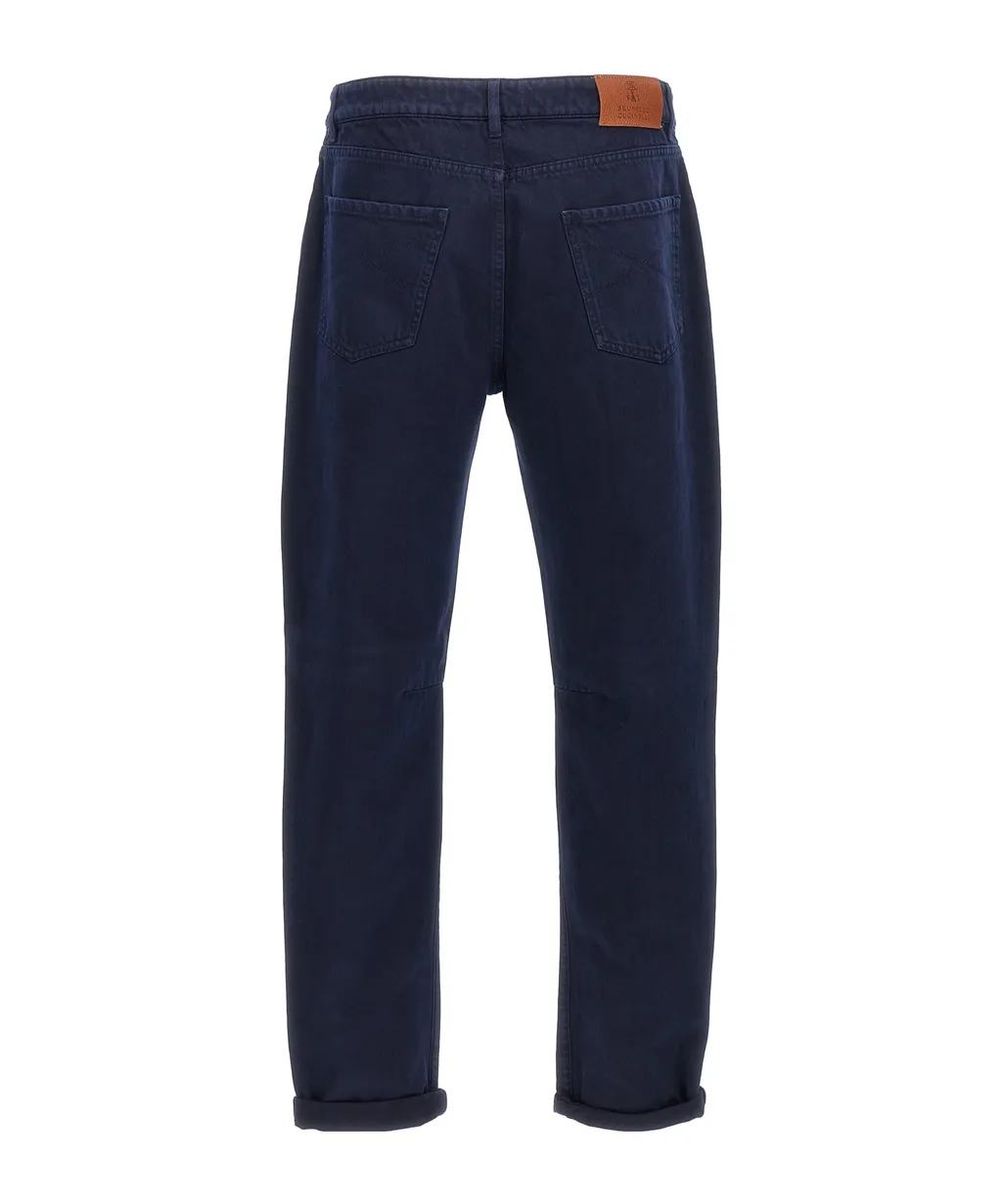 Brunello Cucinelli Logo Patch Straight Leg Jeans