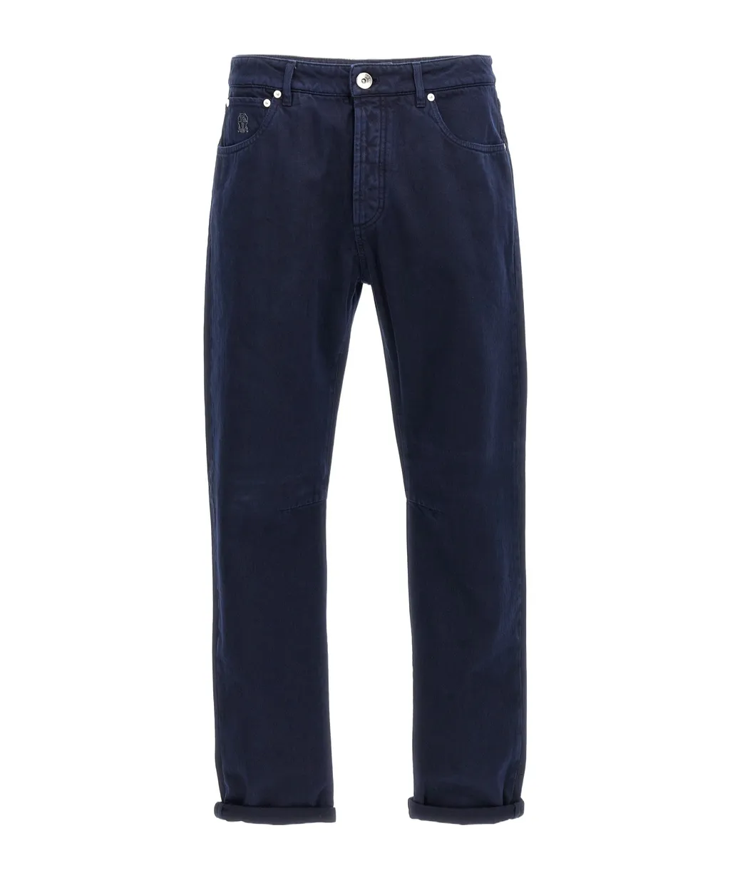 Brunello Cucinelli Logo Patch Straight Leg Jeans