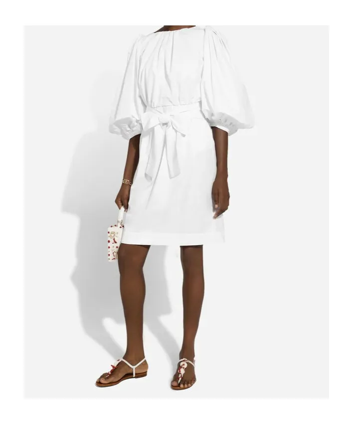 Puff-Sleeve Cotton Dress