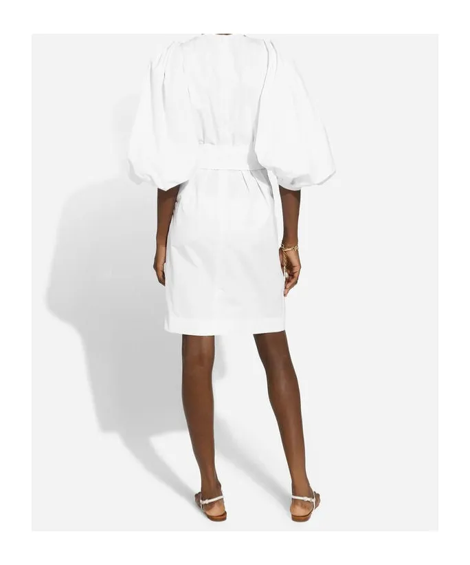 Puff-Sleeve Cotton Dress