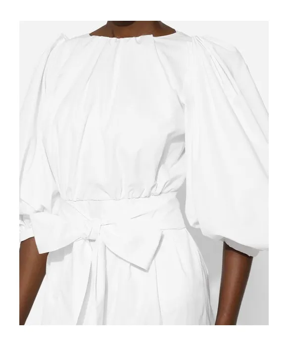 Puff-Sleeve Cotton Dress