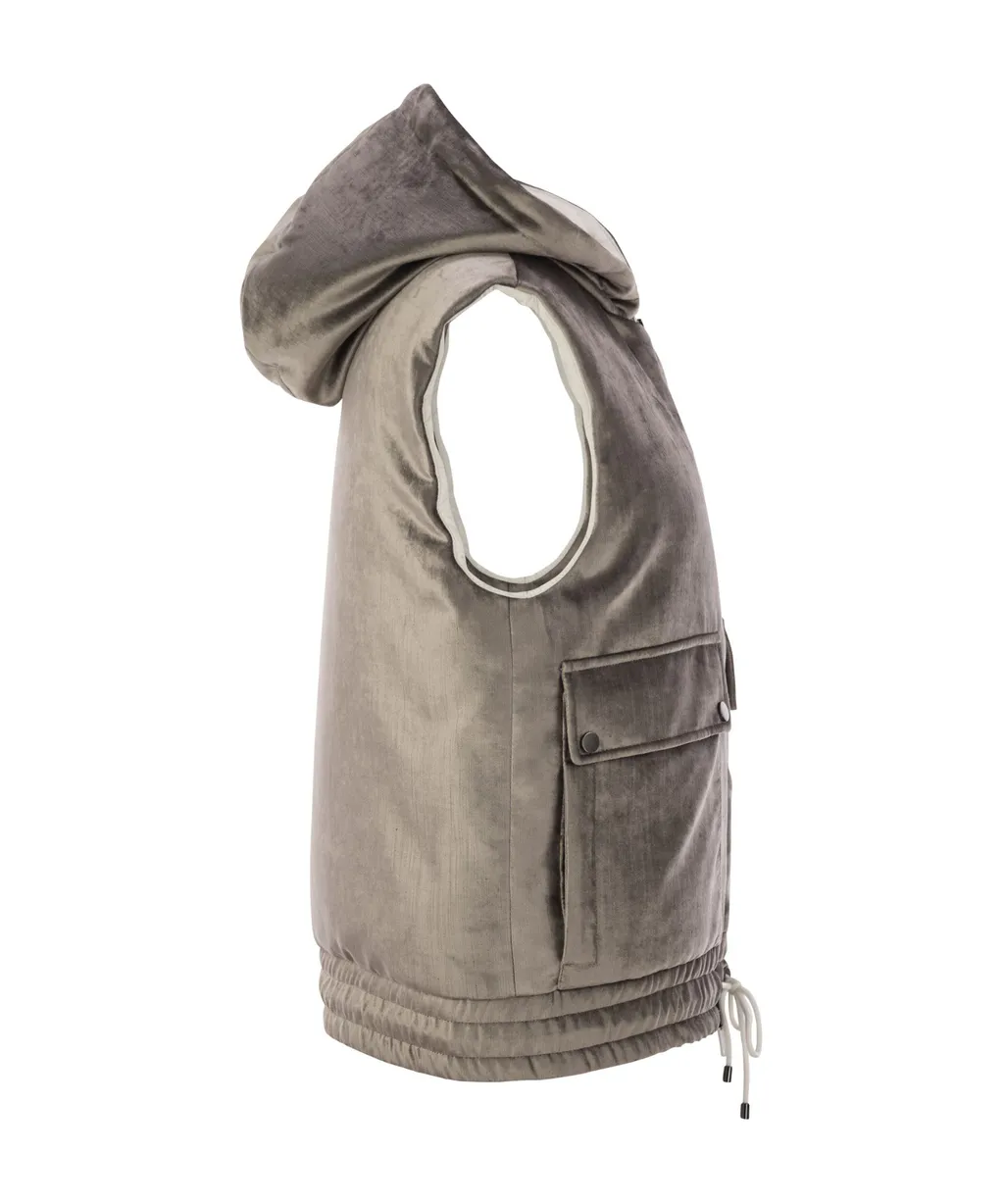 Brunello Cucinelli Sleeveless Velvet Zipped Jacket