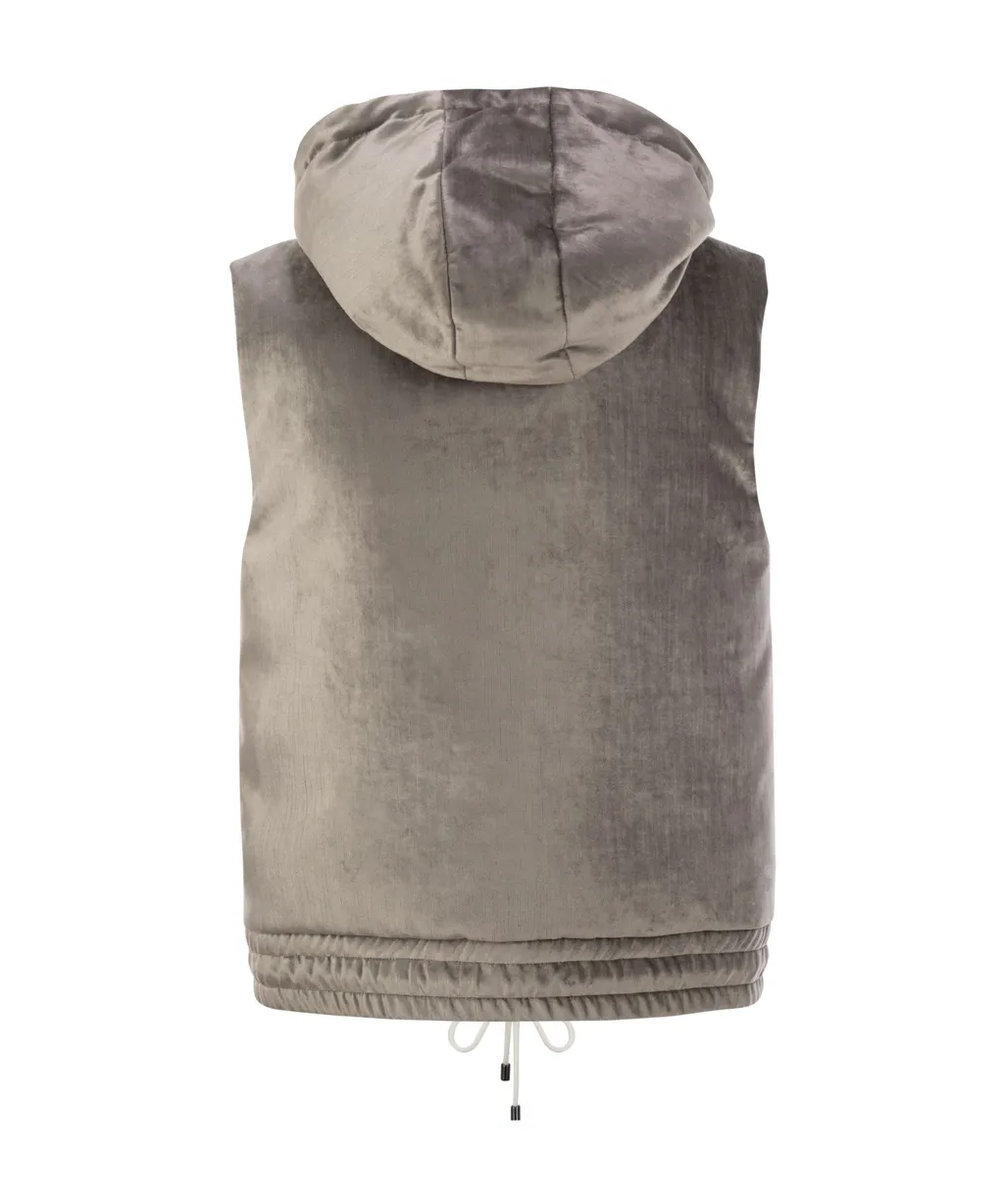 Brunello Cucinelli Sleeveless Velvet Zipped Jacket