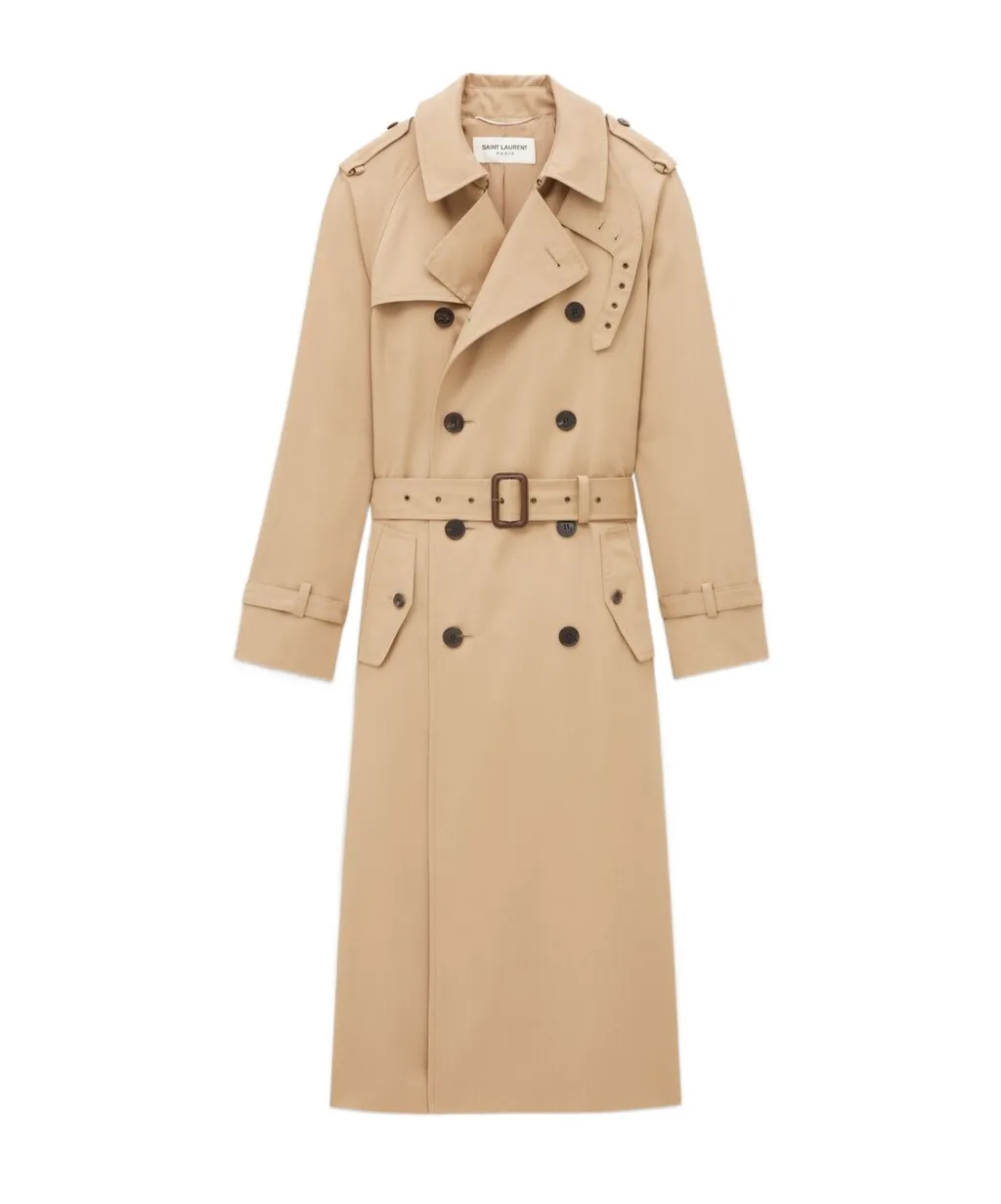 Saint Laurent Double-Breasted Belted Trench Coat