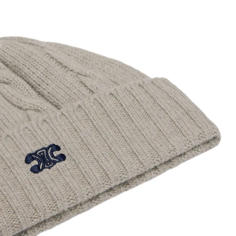 Triomphe Cable-Knit Beanie In Cashmere