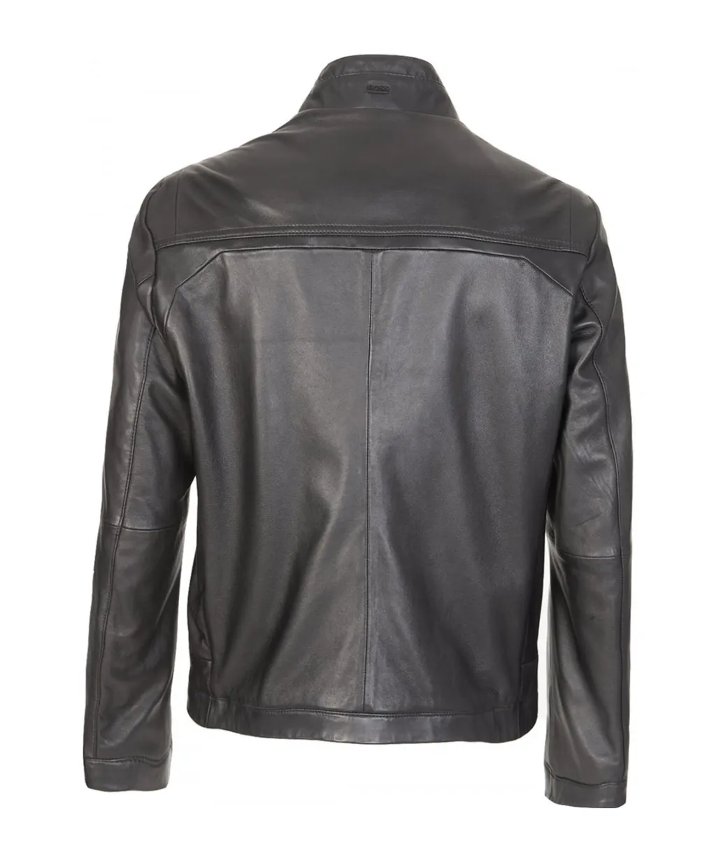Long-Sleeved Leather Jacket