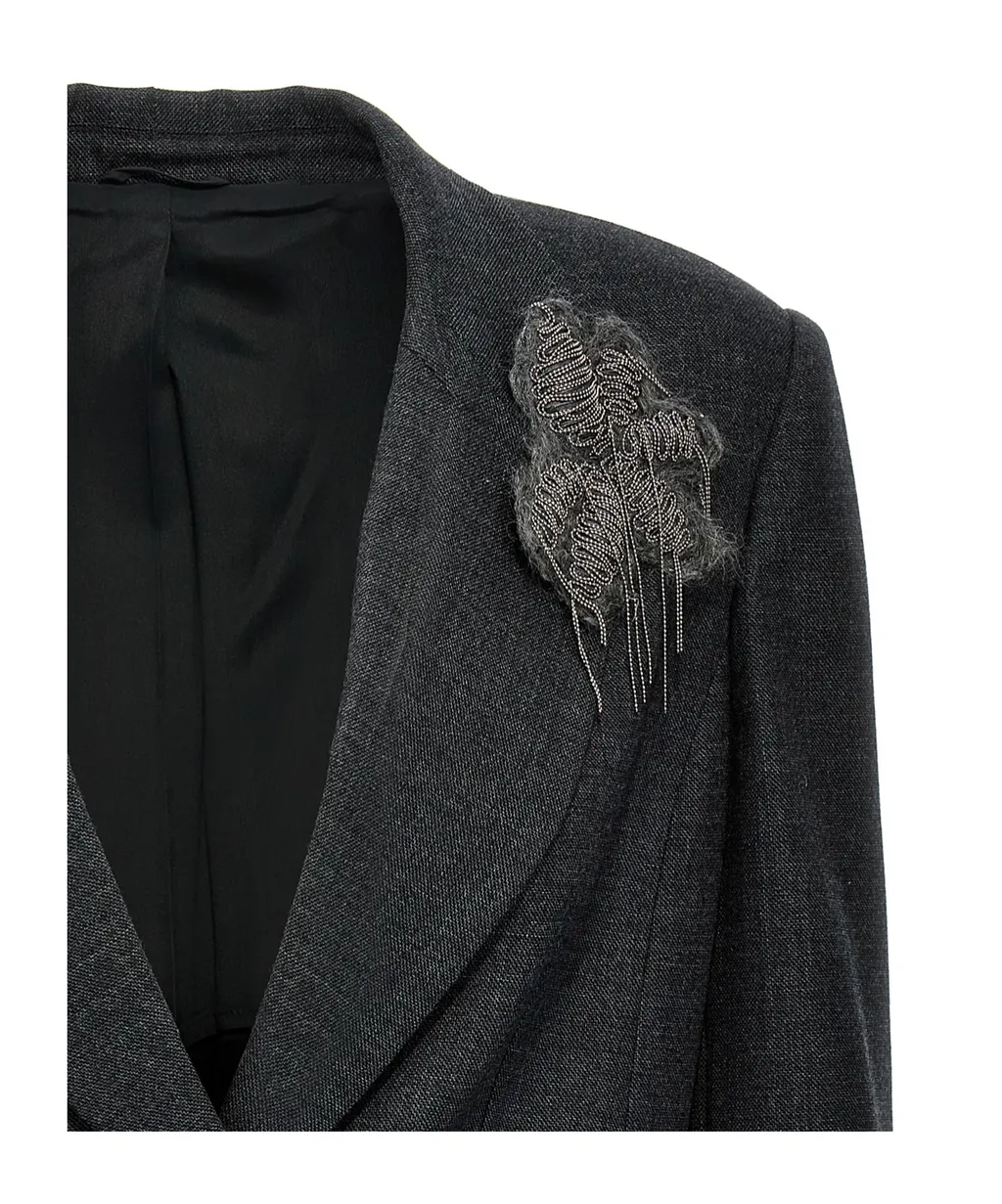 Brunello Cucinelli Floral Detailed Single-Breasted Blazer