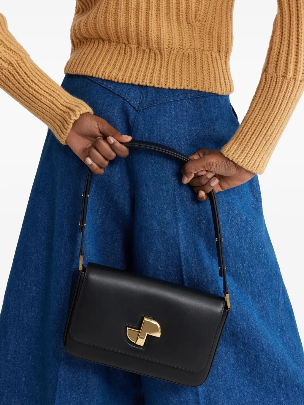 Patou Le Patou Lock Foldover Top Shoulder Bag