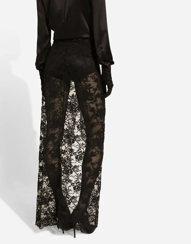 Dolce & Gabbana Chantilly Midi Lace Skirt